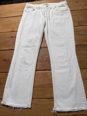 FREE PEOPLE Straight-Leg Jeans with Raw Hem